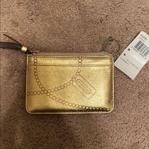 Gold Coach Coin Purse with Key Ring